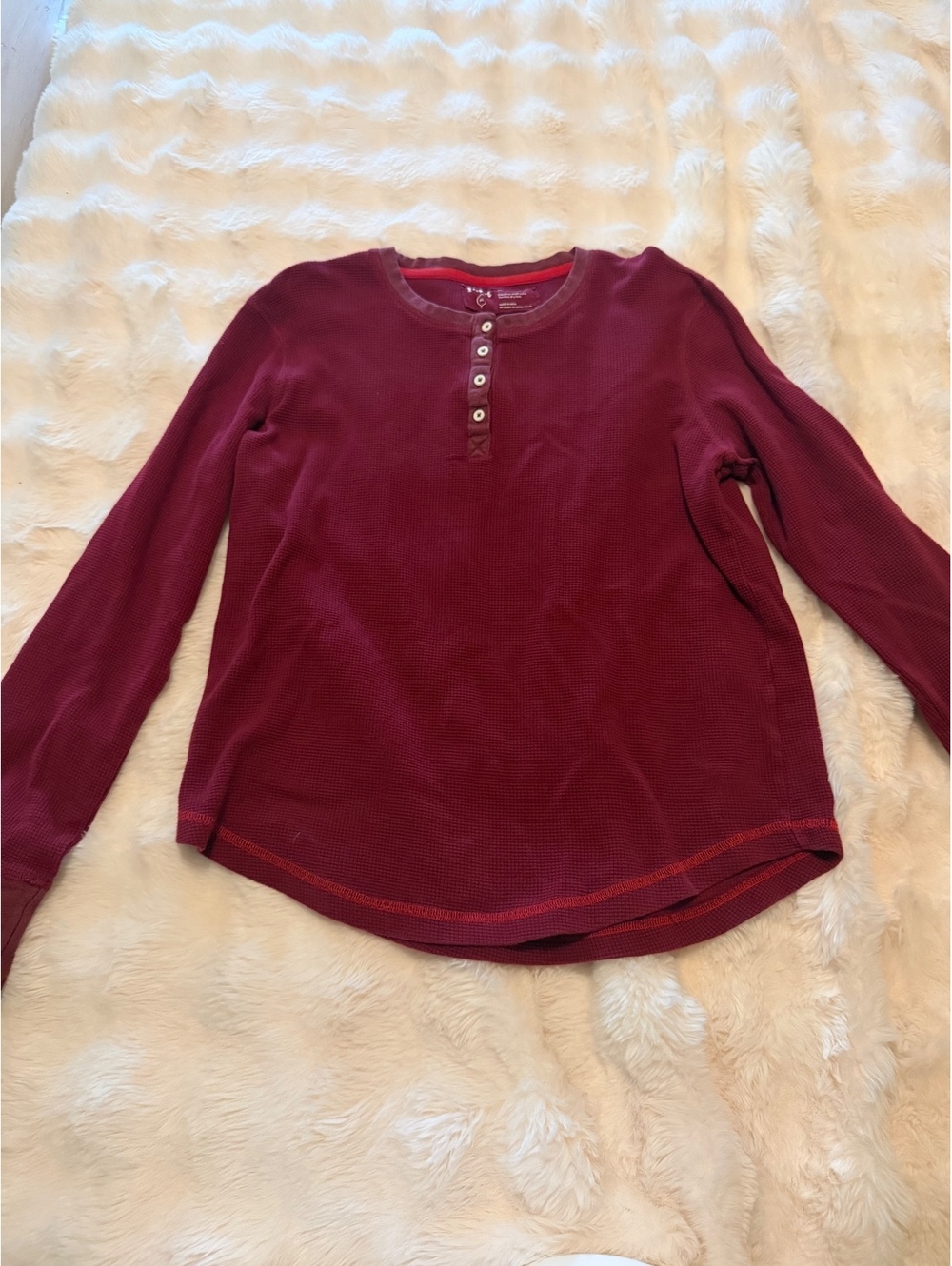 Pact mens Burgundy Long Sleeve Thermal Henley Shirt XL
